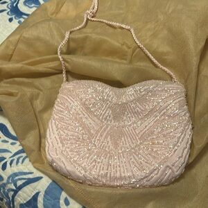 Pink beaded evening bag